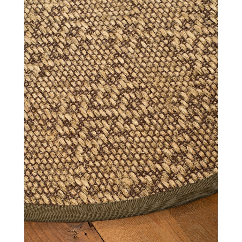 Natural Area Rugs, 100% Natural Fiber Handmade Oslo, Brown/Multi Sisal Oval Rug (6'X9'), Malt Border - 6' x 9' Oval