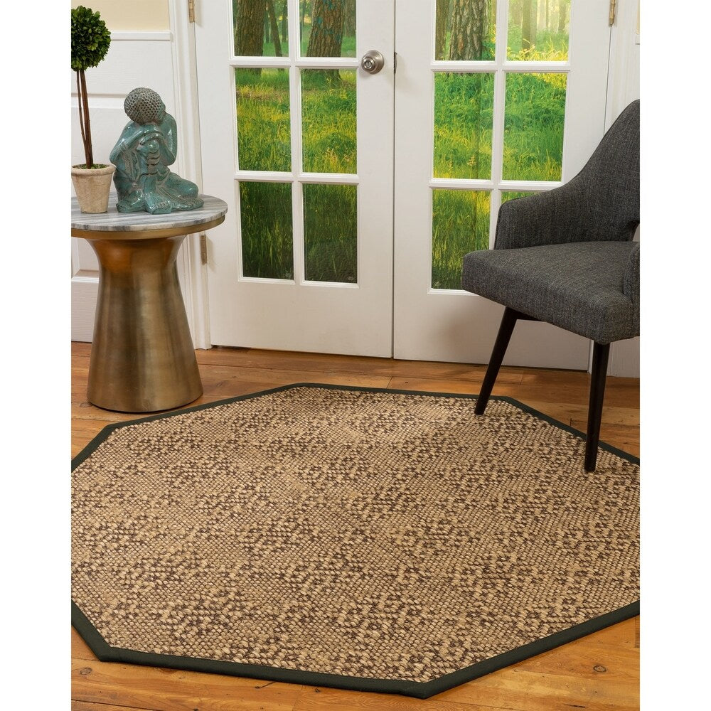 Natural Area Rugs, 100% Natural Fiber Handmade Oslo, Brown/Multi Sisal Oval Rug (8'X10'), Moss Border - 8'x10'