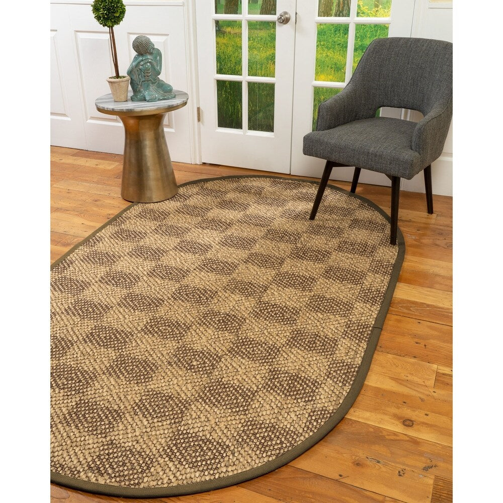Natural Area Rugs, 100% Natural Fiber Handmade Parson, 6' Octagon Brown/Multi Sisal Rug, Malt Border - 6' x 6' Octagon