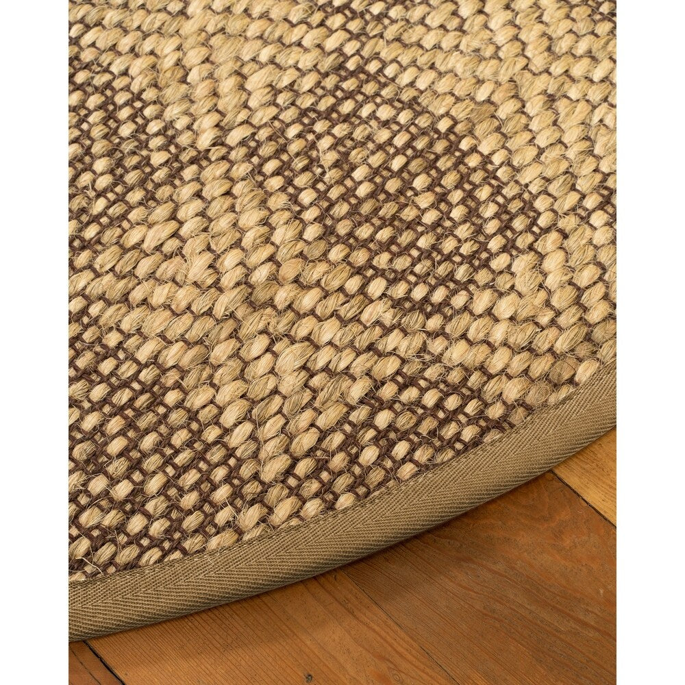 Natural Area Rugs, 100% Natural Fiber Handmade Parson, Brown/Multi Sisal Oval Rug (6'X9'), Doe Border - 6' x 9' Oval