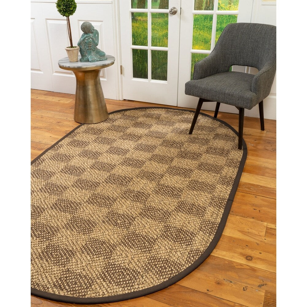 Natural Area Rugs, 100% Natural Fiber Handmade Parson, Brown/Multi Sisal Oval Rug (6'X9'), Fudge Border - 6' x 9' Oval