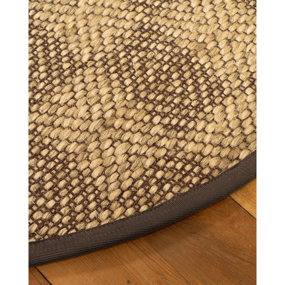 Natural Area Rugs, 100% Natural Fiber Handmade Parson, Brown/Multi Sisal Oval Rug (6'X9'), Fudge Border - 6' x 9' Oval