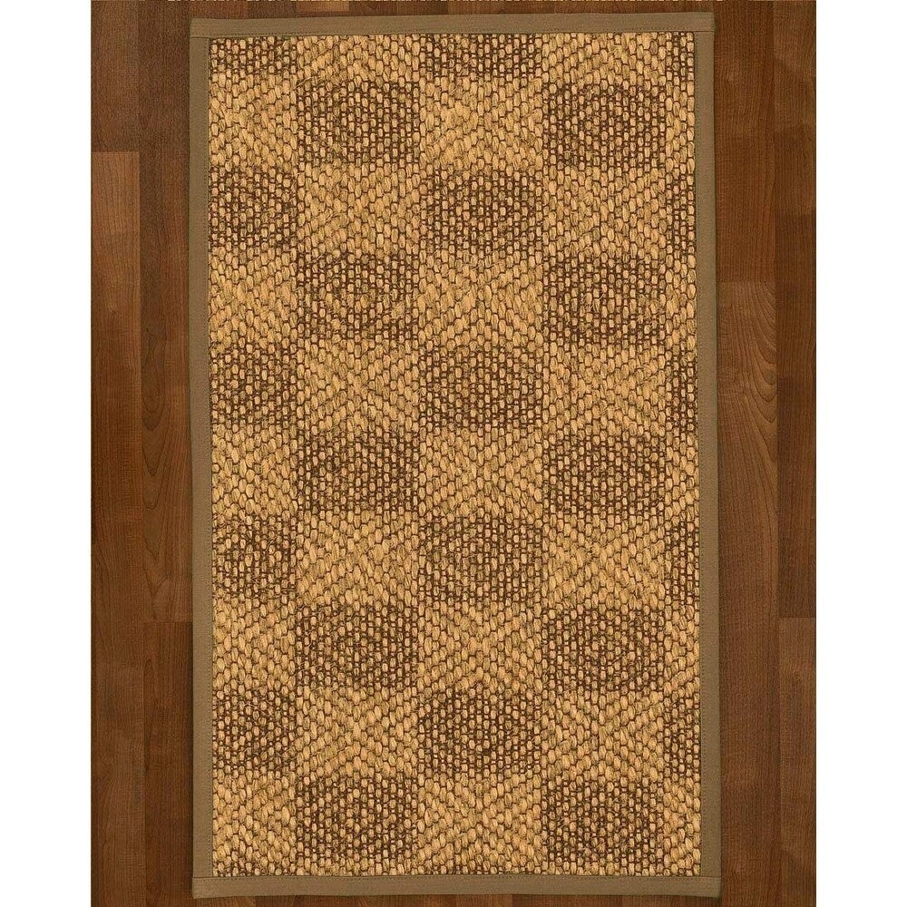 Natural Area Rugs, 100% Natural Fiber Handmade Parson, Brown/Multi Sisal Rug 6' Square, Squirrel Border - 6' x 6' Square