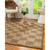 Natural Area Rugs, 100% Natural Fiber Handmade Parson, Brown/Multi Sisal Rug 6' Square, Squirrel Border - 6' x 6' Square