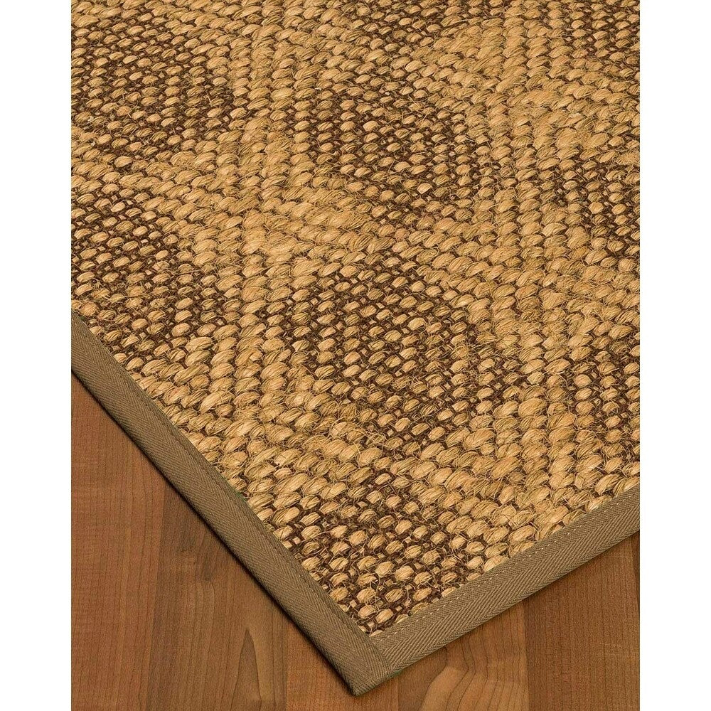 Natural Area Rugs, 100% Natural Fiber Handmade Parson, Brown/Multi Sisal Rug 6' Square, Squirrel Border - 6' x 6' Square