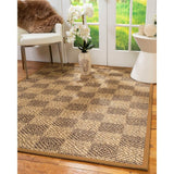 Natural Area Rugs 100%, Natural Fiber Handmade Parson, Brown/Multi Sisal Rug, Doe Border - 2' x 3'