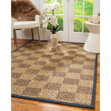 Natural Area Rugs 100%, Natural Fiber Handmade Parson, Brown/Multi Sisal Rug, Marine Border - 12' x 18'