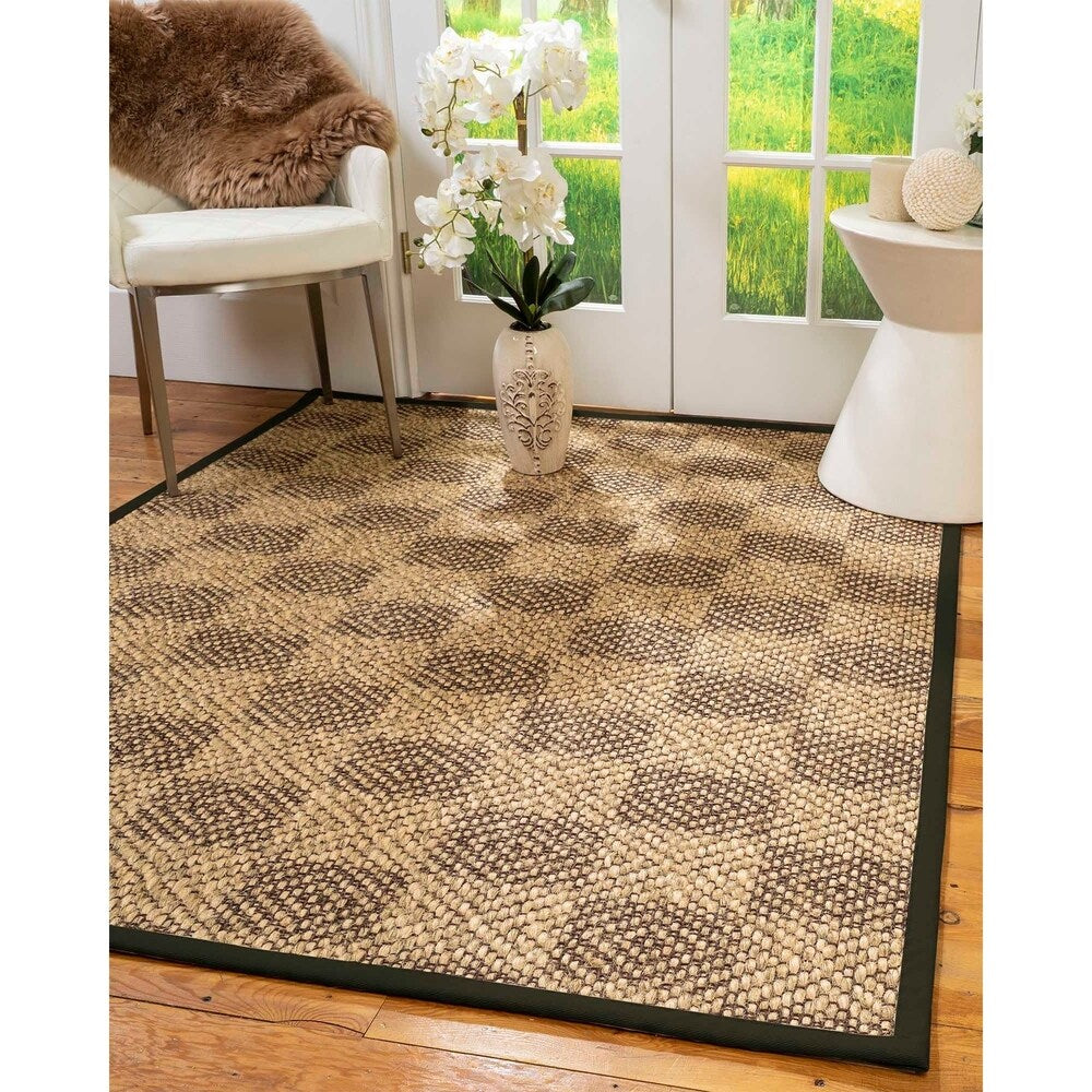 Natural Area Rugs 100%, Natural Fiber Handmade Parson, Brown/Multi Sisal Rug, Moss Border - 12' x 15'