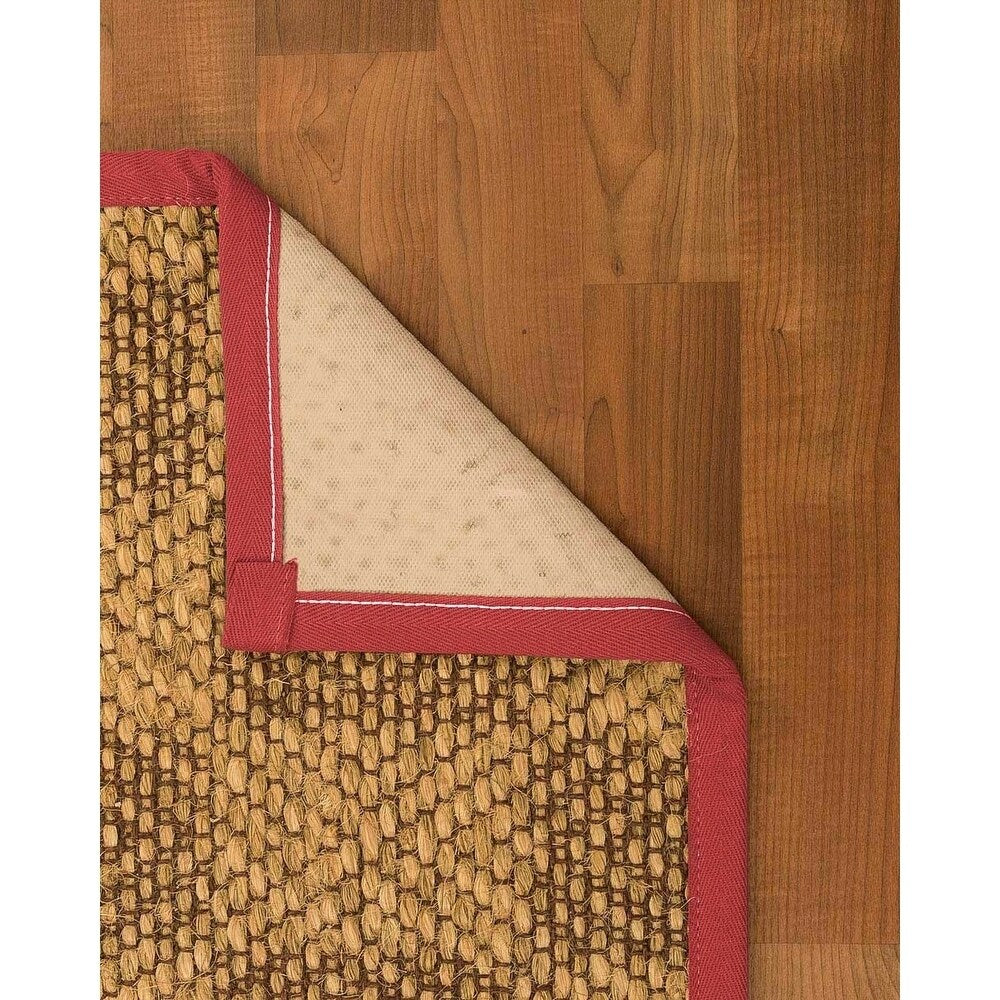 Natural Area Rugs 100%, Natural Fiber Handmade Parson, Brown/Multi Sisal Rug, Red Border - 8' x 10'