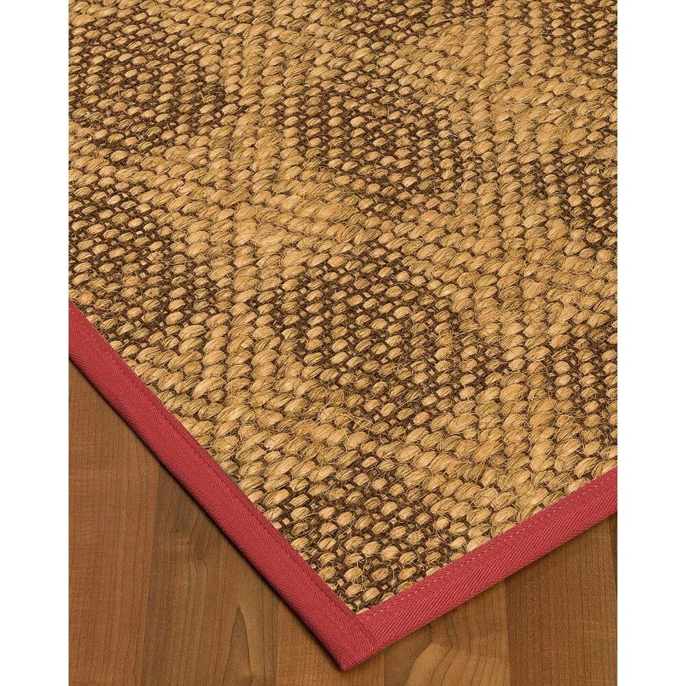 Natural Area Rugs 100%, Natural Fiber Handmade Parson, Brown/Multi Sisal Rug, Red Border - 8' x 10'