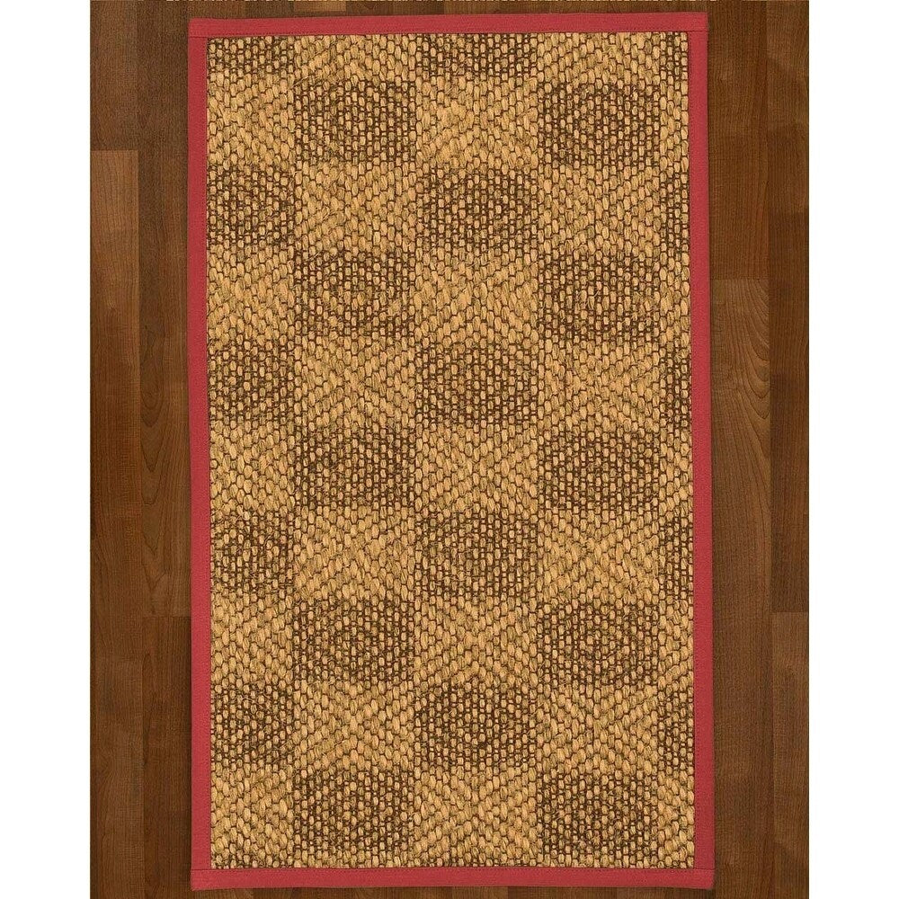 Natural Area Rugs 100%, Natural Fiber Handmade Parson, Brown/Multi Sisal Rug, Red Border - 8' x 10'