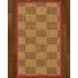Natural Area Rugs 100%, Natural Fiber Handmade Parson, Brown/Multi Sisal Rug, Red Border - 8' x 10'