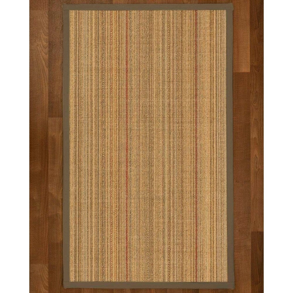 Natural Area Rugs 100%, Natural Fiber Handmade Resort, Brown/Multi Sisal Rug, Fossil Border - 2'9" x 9'
