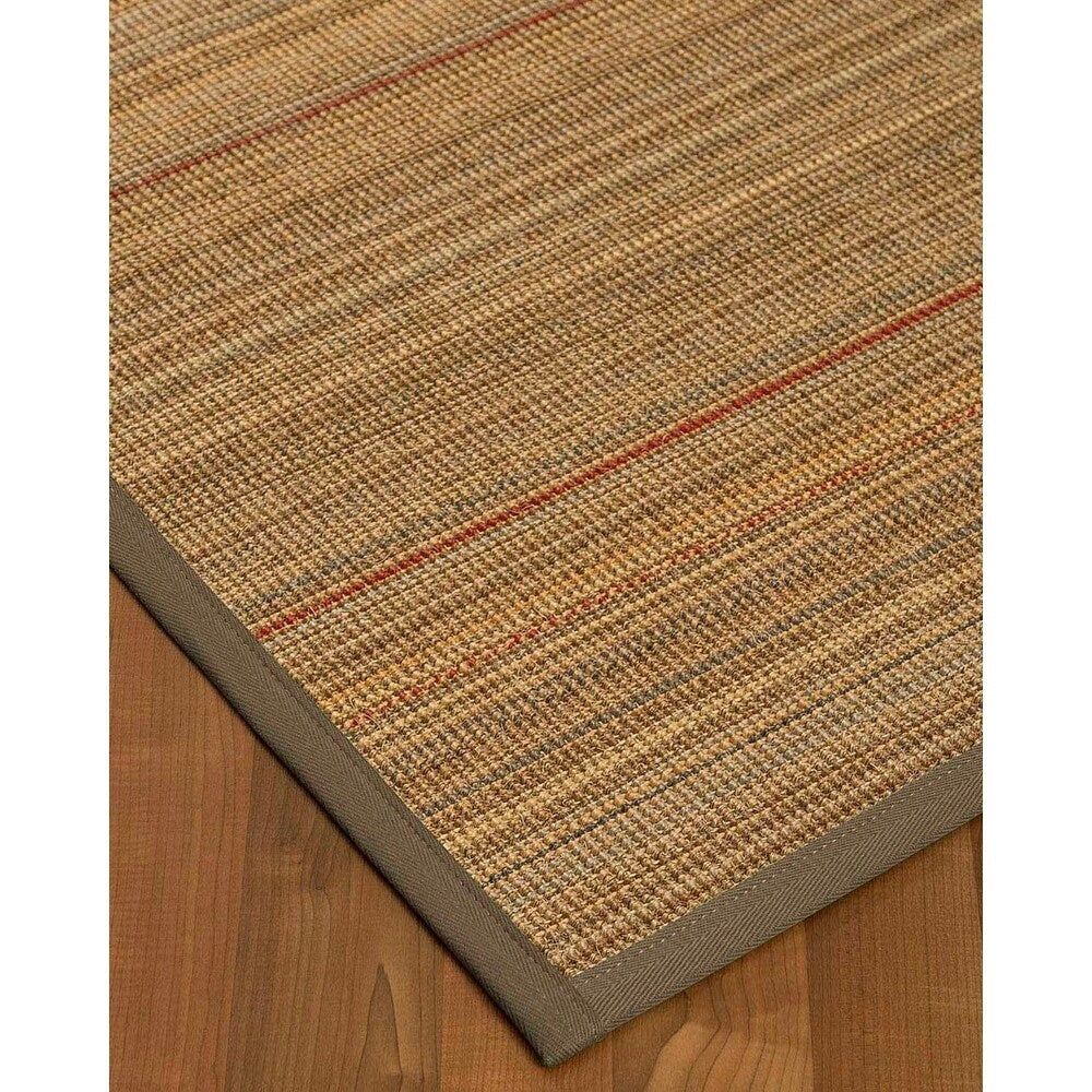 Natural Area Rugs 100%, Natural Fiber Handmade Resort, Brown/Multi Sisal Rug, Fossil Border - 2'9" x 9'