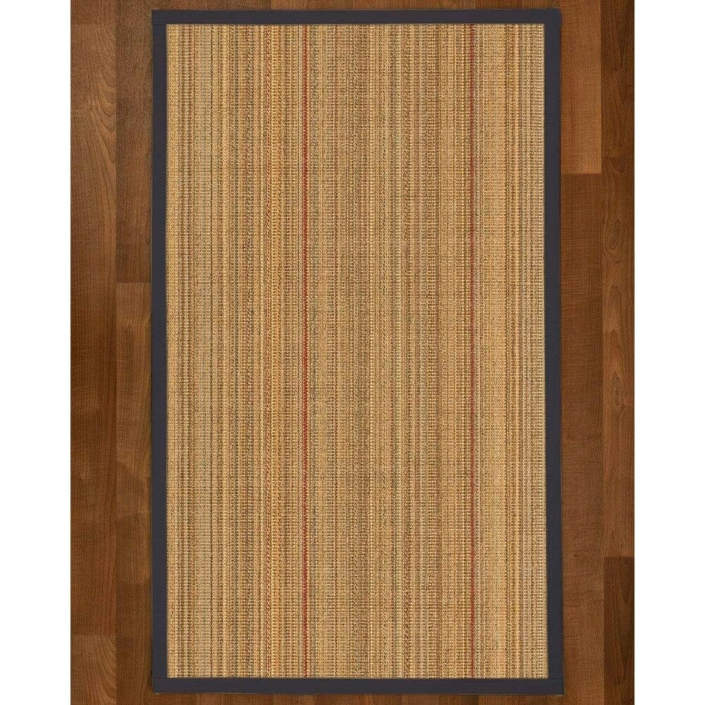 Natural Area Rugs 100%, Natural Fiber Handmade Resort, Brown/Multi Sisal Rug, Midnight Blue Border - 2'6" x 14'