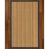 Natural Area Rugs 100%, Natural Fiber Handmade Resort, Brown/Multi Sisal Rug, Midnight Blue Border - 2'6" x 14'