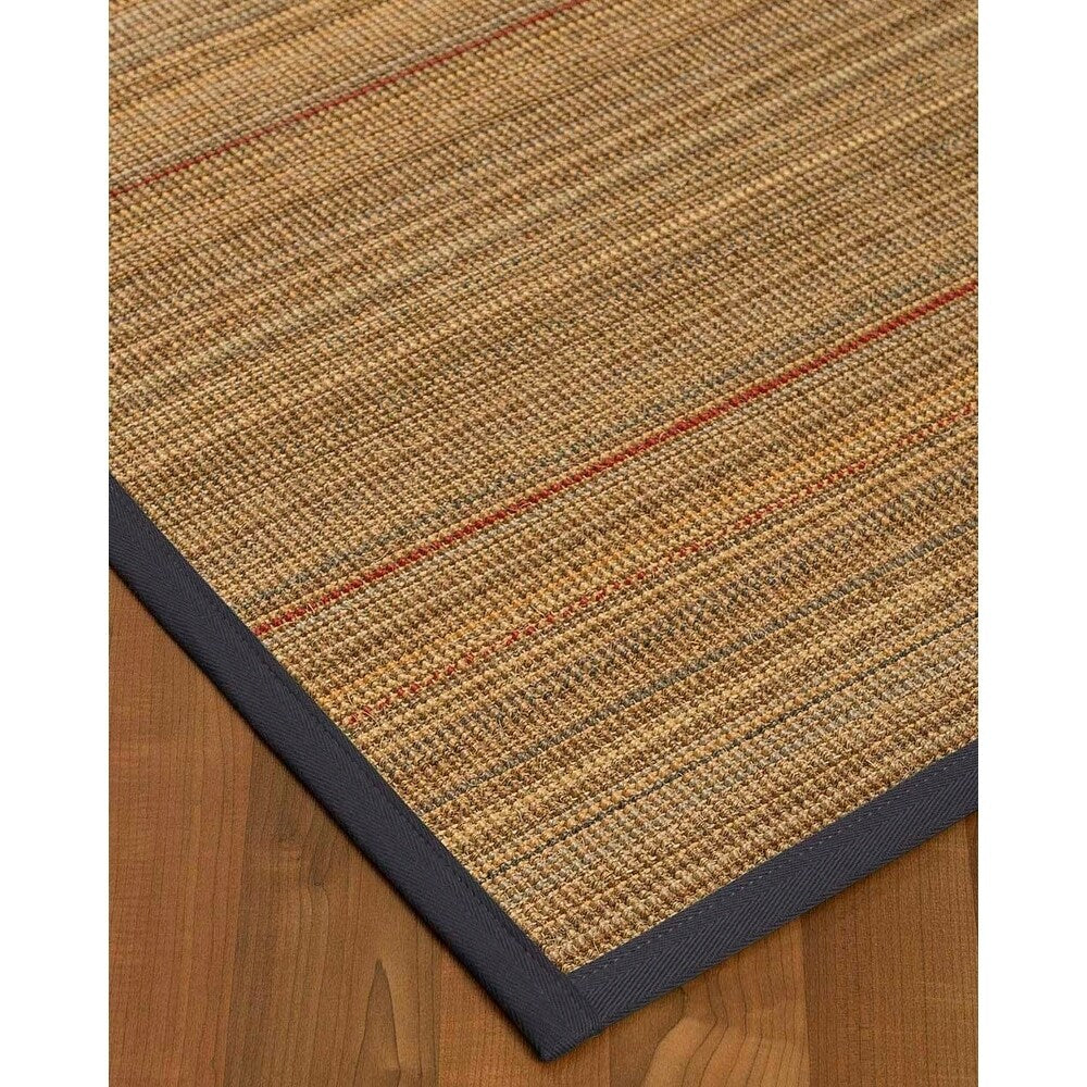 Natural Area Rugs 100%, Natural Fiber Handmade Resort, Brown/Multi Sisal Rug, Midnight Blue Border - 2'6" x 14'