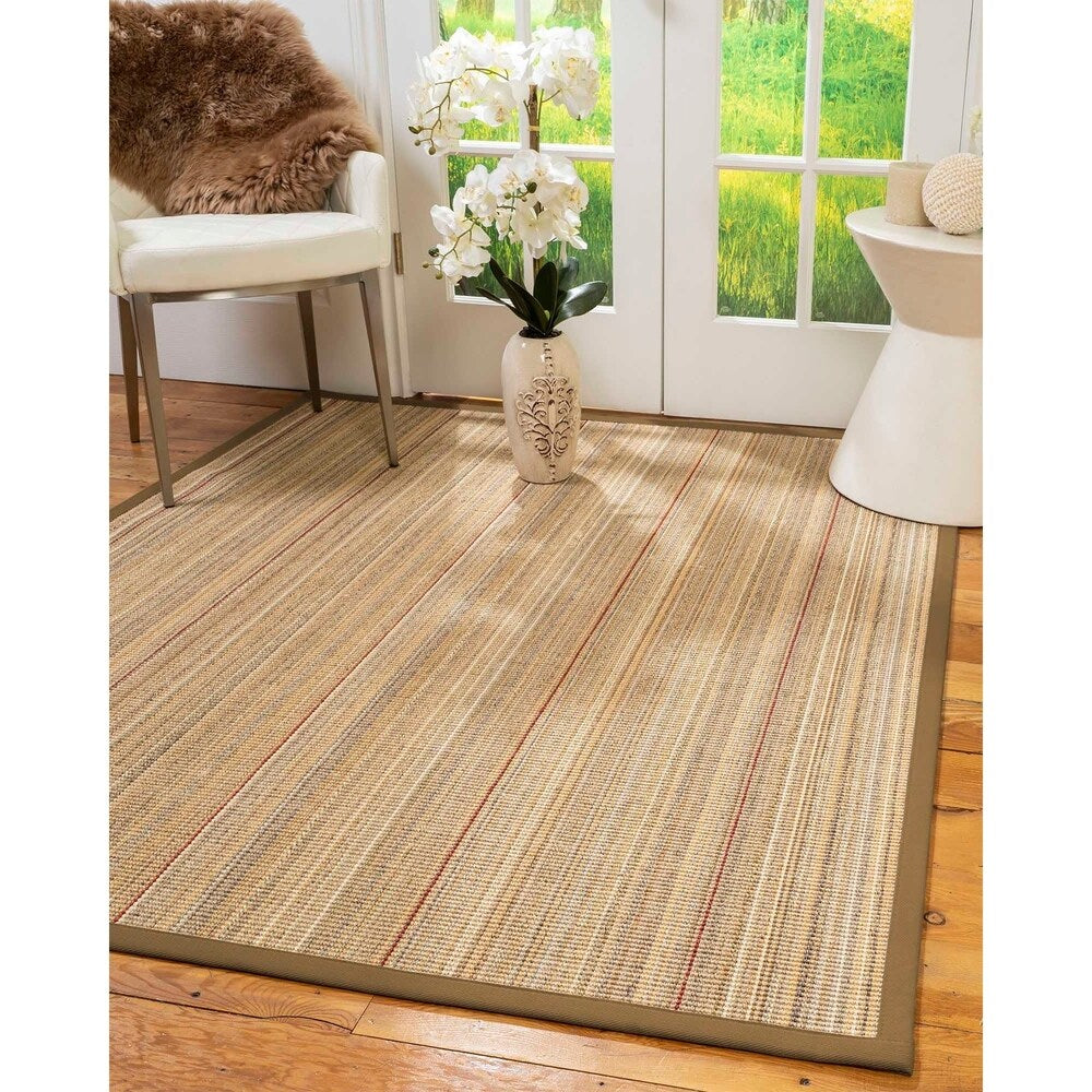 Natural Area Rugs 100%, Natural Fiber Handmade Resort, Brown/Multi Sisal Rug, Squirrel Border - 3' x 5'