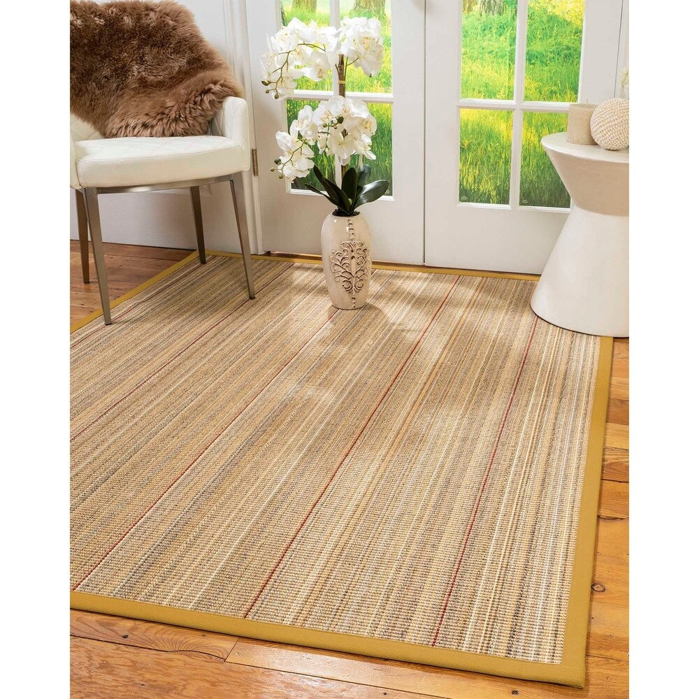 Natural Area Rugs 100%, Natural Fiber Handmade Resort, Brown/Multi Sisal Rug, Tan Border - 3' x 5'