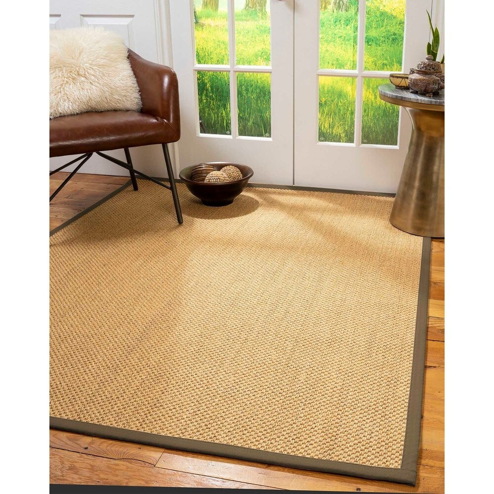Natural Area Rugs 100%, Natural Fiber Handmade Rustic, Gold Sisal Rug, Fossil Border - 10' x 14'