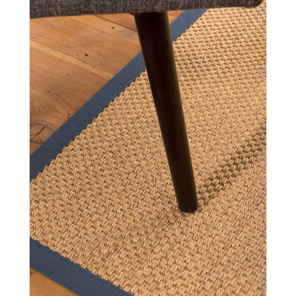 Natural Area Rugs 100%, Natural Fiber Handmade Rustic, Gold Sisal Rug, Marine Border - 10' x 14'