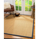 Natural Area Rugs 100%, Natural Fiber Handmade Rustic, Gold Sisal Rug, Marine Border - 10' x 14'