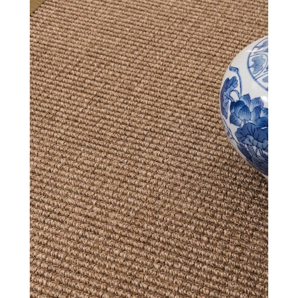 Natural Area Rugs, 100% Natural Fiber Handmade Sandstone, Brown/Multi Sisal Rug 6' Square, Squirrel Border - 6' x 6'