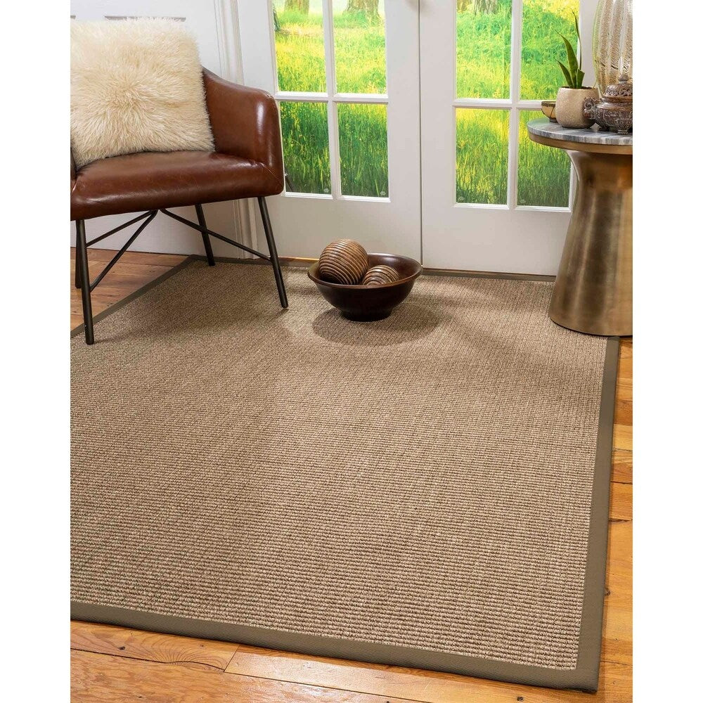 Natural Area Rugs 100%, Natural Fiber Handmade Sandstone, Brown/Multi Sisal Rug, Fossil Border - 2'9" x 9'