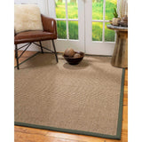 Natural Area Rugs 100%, Natural Fiber Handmade Sandstone, Brown/Multi Sisal Rug, Green Border - 8' x 10'