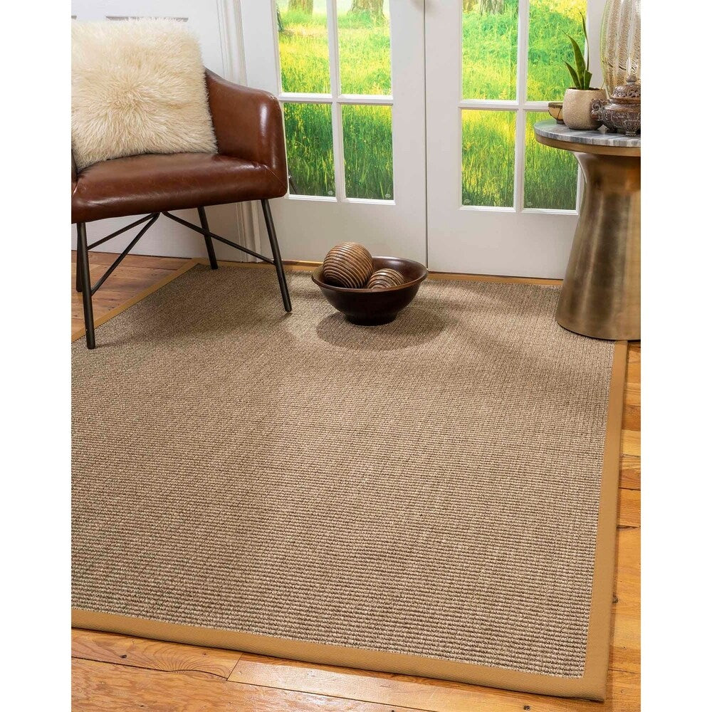 Natural Area Rugs 100%, Natural Fiber Handmade Sandstone, Brown/Multi Sisal Rug, Khaki Border - 12' x 18'