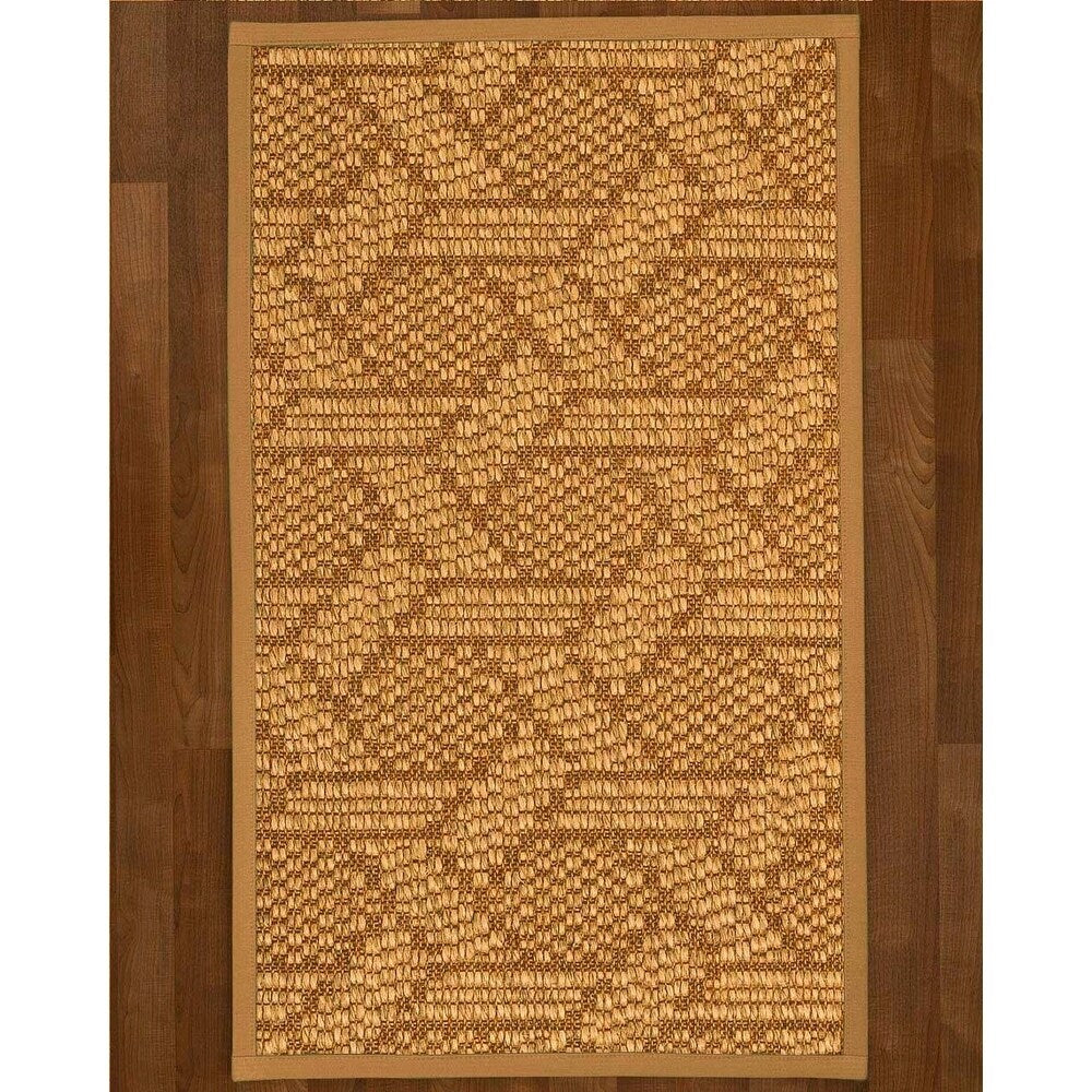Natural Area Rugs, 100% Natural Fiber Handmade Seattle, Brown/Multi Sisal Rug 6' Square, Khaki Border - 6' x 6'