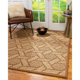 Natural Area Rugs, 100% Natural Fiber Handmade Seattle, Brown/Multi Sisal Rug 6' Square, Sienna Border - 6' x 6'