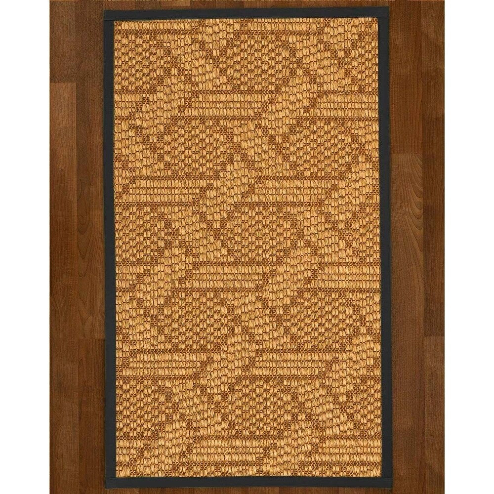Natural Area Rugs, 100% Natural Fiber Handmade Seattle, Brown/Multi Sisal Rug 8' Square, Black Border - 8' x 8'