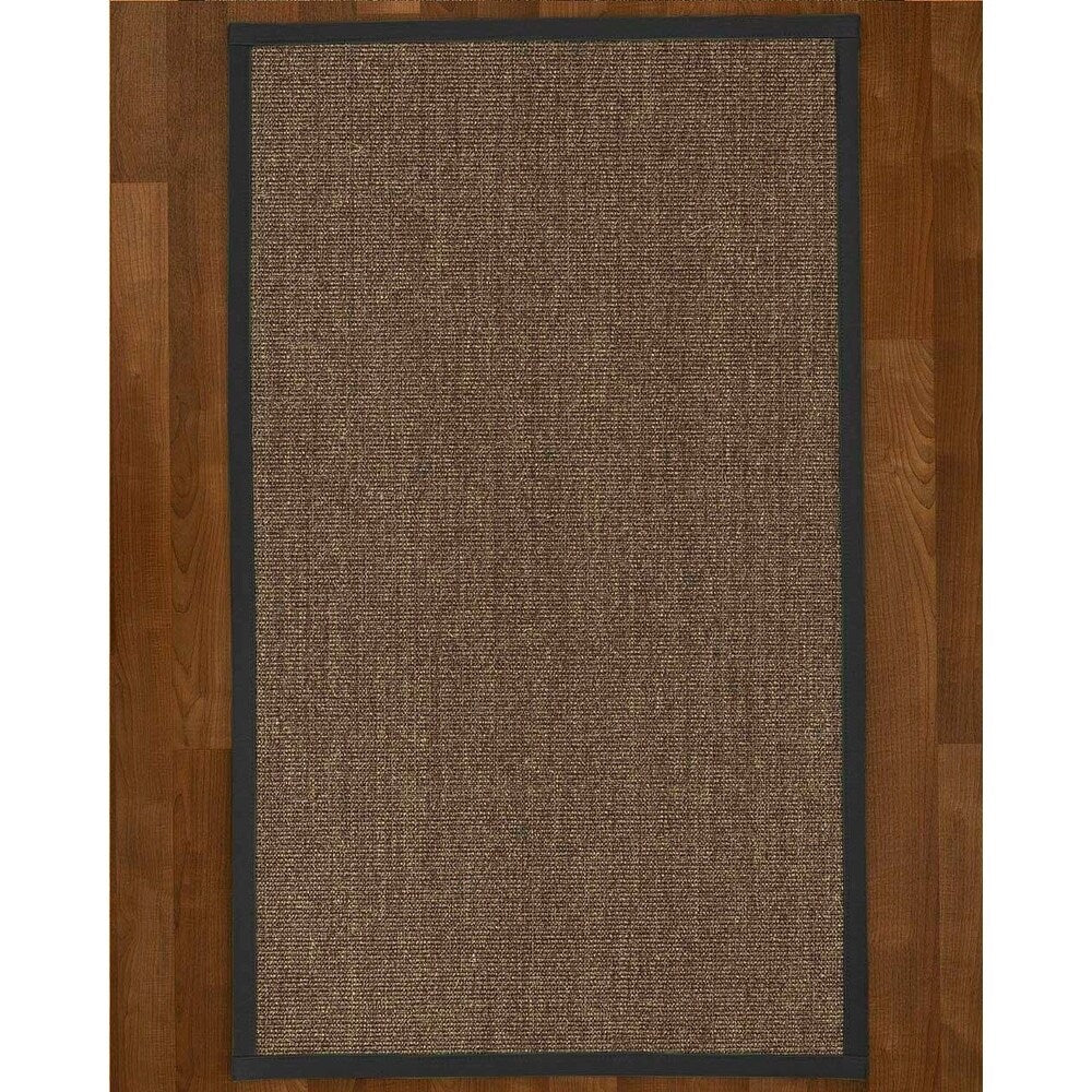 Natural Area Rugs 100%, Natural Fiber Handmade Shadows, Greyish Blue Sisal Rug, Black Border - 10' x 14'