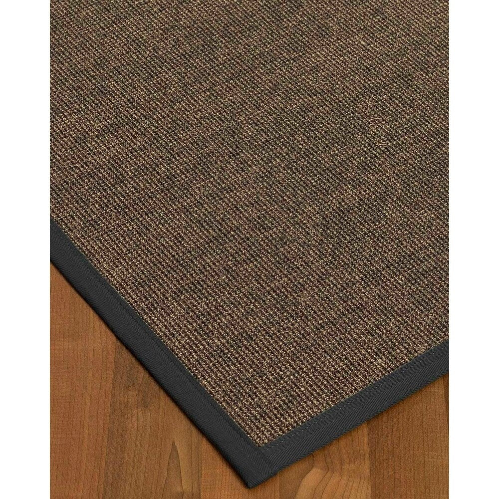 Natural Area Rugs 100%, Natural Fiber Handmade Shadows, Greyish Blue Sisal Rug, Black Border - 10' x 14'