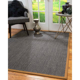 Natural Area Rugs 100%, Natural Fiber Handmade Shadows, Greyish Blue Sisal Rug, Doe Border - 9' x 12'