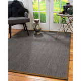 Natural Area Rugs 100%, Natural Fiber Handmade Shadows, Greyish Blue Sisal Rug, Malt Border - 12' x 18'