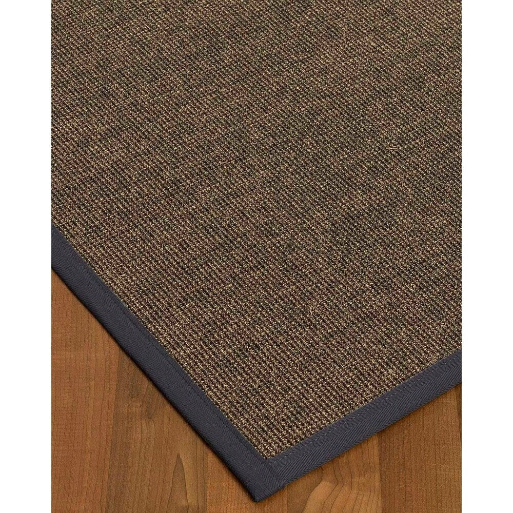 Natural Area Rugs 100%, Natural Fiber Handmade Shadows, Greyish Blue Sisal Rug, Midnight Blue Border - 12' x 18'