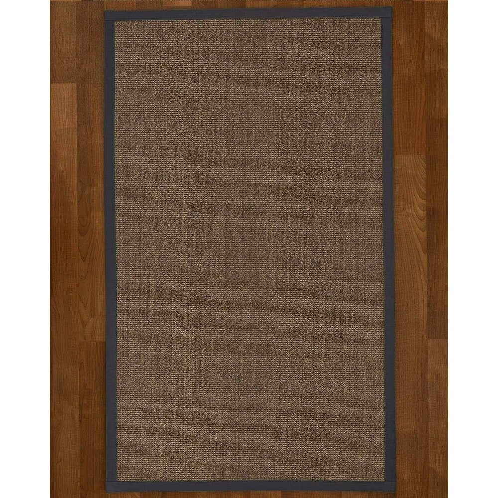 Natural Area Rugs 100%, Natural Fiber Handmade Shadows, Greyish Blue Sisal Rug, Midnight Blue Border - 12' x 18'