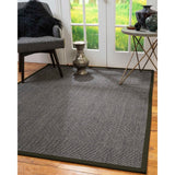 Natural Area Rugs 100%, Natural Fiber Handmade Shadows, Greyish Blue Sisal Rug, Moss Border - 8' x 10'