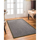 Natural Area Rugs 100%, Natural Fiber Handmade Shadows, Greyish Blue Sisal Rug, Moss Border - 8' x 10'
