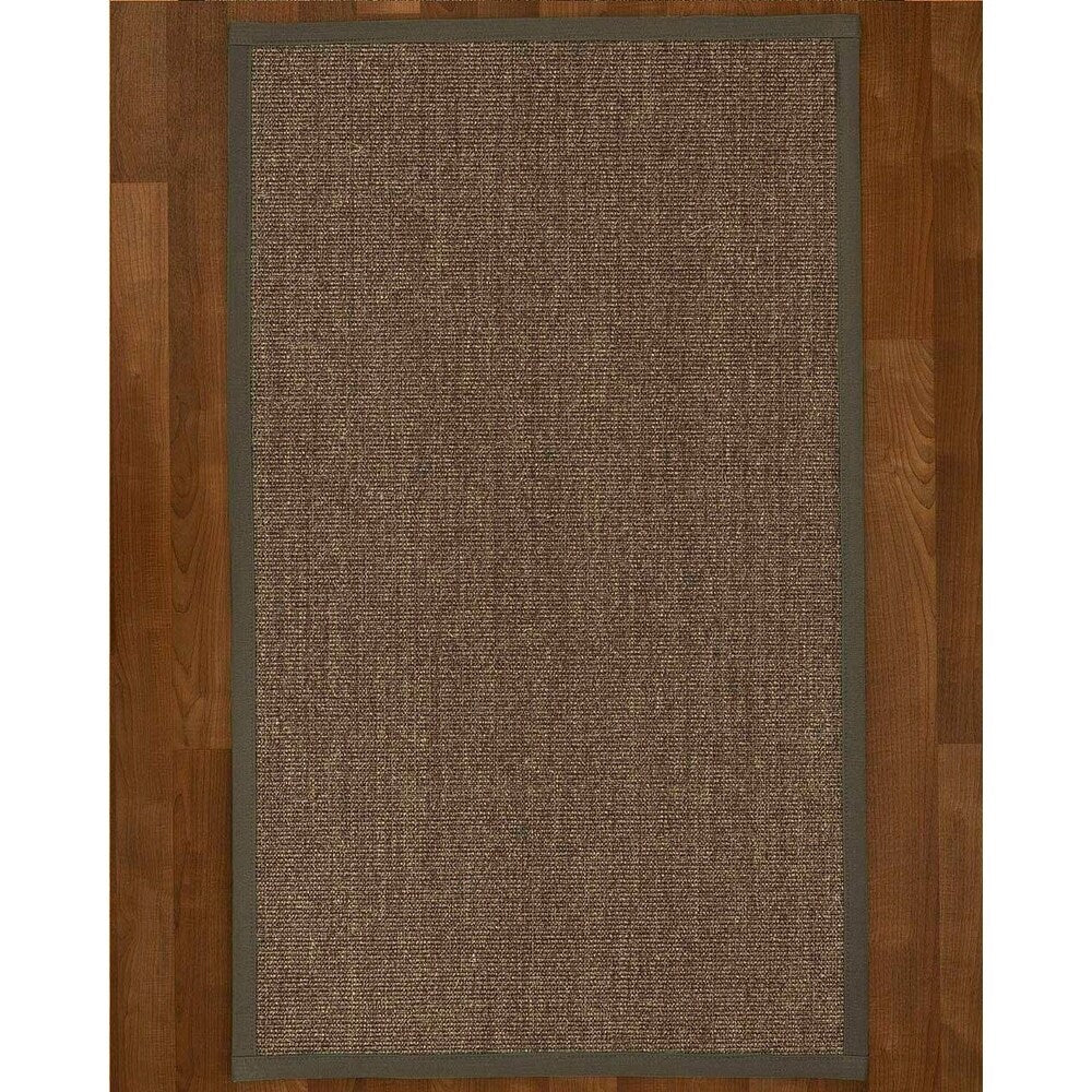 Natural Area Rugs 100%, Natural Fiber Handmade Shadows, Greyish Blue Sisal Rug, Moss Border - 8' x 10'