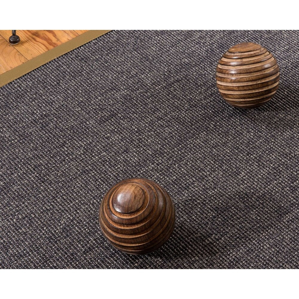 Natural Area Rugs 100%, Natural Fiber Handmade Shadows, Greyish Blue Sisal Rug, Squirrel Border - 4' x 6'