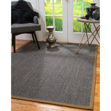 Natural Area Rugs 100%, Natural Fiber Handmade Shadows, Greyish Blue Sisal Rug, Squirrel Border - 4' x 6'