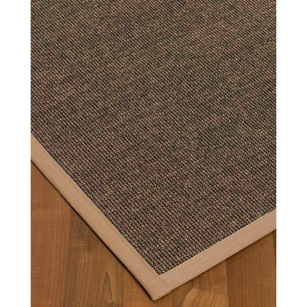 Natural Area Rugs 100%, Natural Fiber Handmade Shadows, Greyish Blue Sisal Rug, Wheat Border - 4' x 12'
