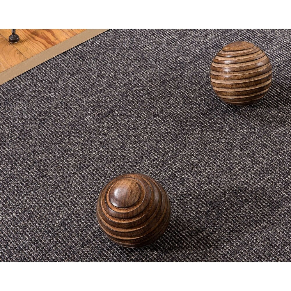 Natural Area Rugs 100%, Natural Fiber Handmade Shadows, Greyish Blue Sisal Rug, Wheat Border - 4' x 12'