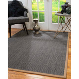 Natural Area Rugs 100%, Natural Fiber Handmade Shadows, Greyish Blue Sisal Rug, Wheat Border - 4' x 12'