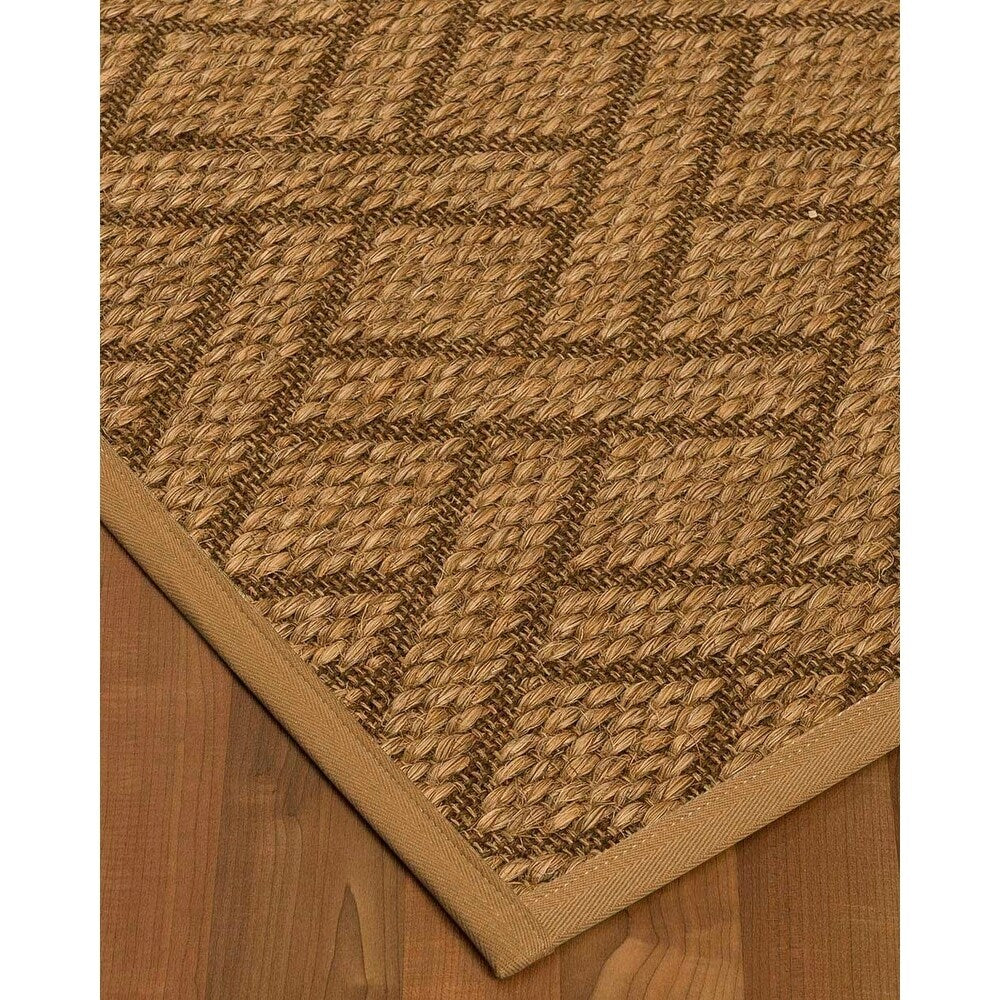 Natural Area Rugs, 100% Natural Fiber Handmade Shanghai, Brown/Multi Sisal Rug 10' Square, Doe Border - 10' x 10'