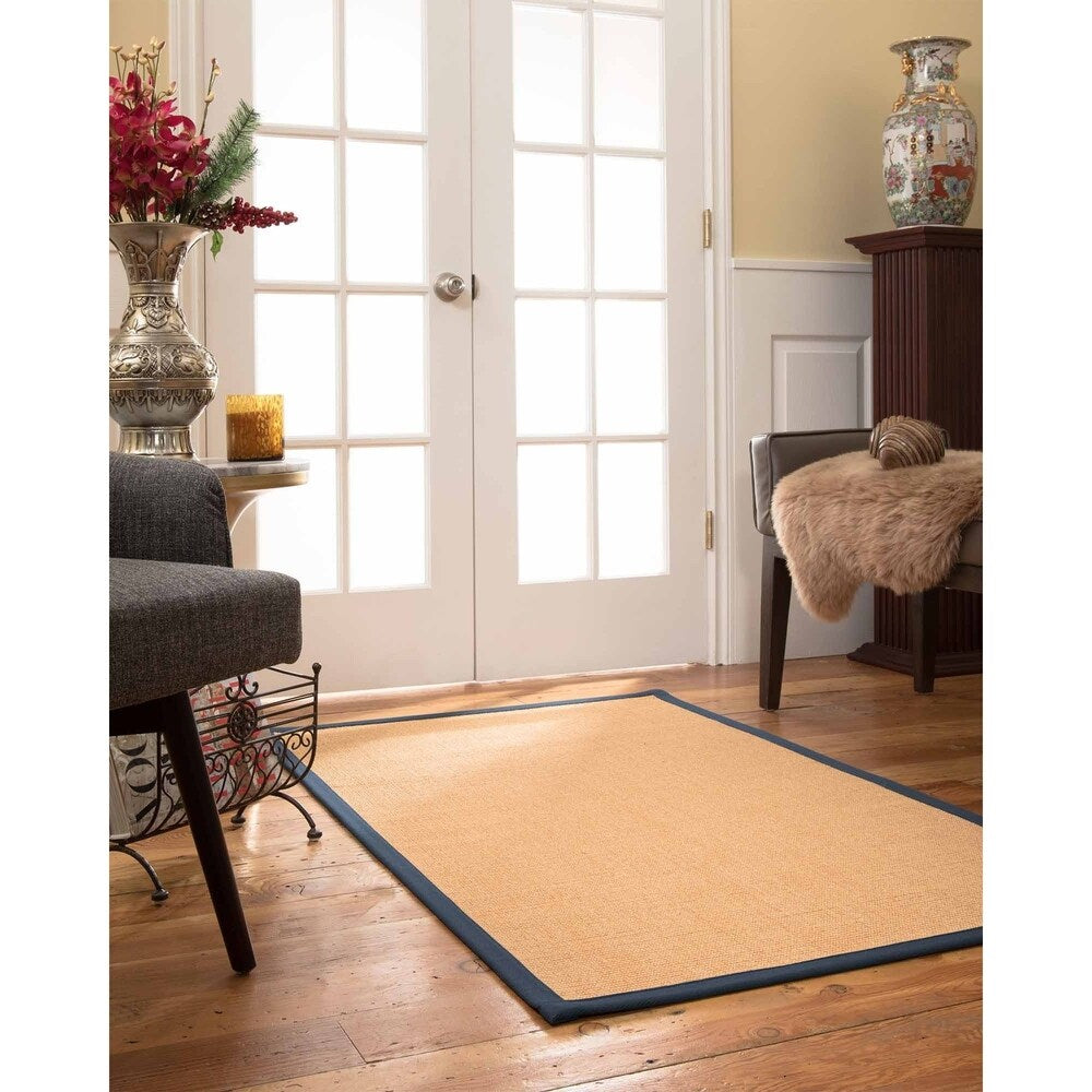Natural Area Rugs 100%, Natural Fiber Handmade Small Boucle, Light Gold Sisal Rug (2' 6" X 8'), Red Border - 2'6" x 8'