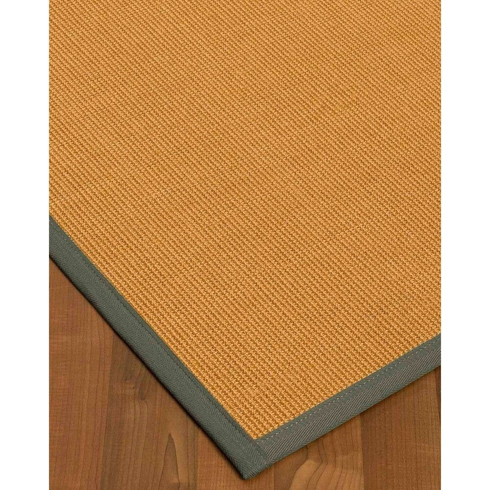 Natural Area Rugs, 100% Natural Fiber Handmade Small Boucle, Light Gold Sisal Rug 6' Round, Onyx Border - 6' x 6' Round